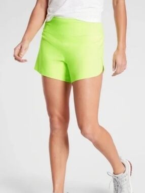 Athleta Run With It 3" Shorts In Neon Green Running Shorts Size Medium
